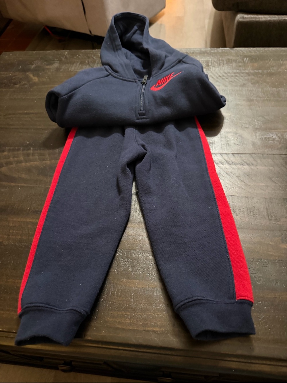 Nike Size 3t  Kids Navy Hoodie & Joggers Set with Red Accents